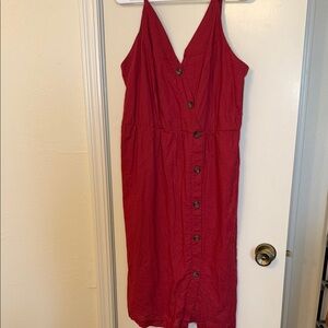 Maurices Red Button-Front Midi Dress